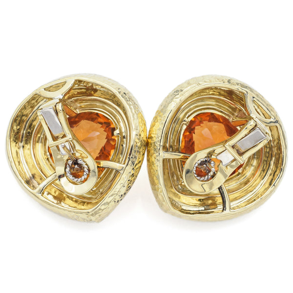 Peter Atman Vintage Citrine 18K Yellow Gold Omega-Back Earrings with Box