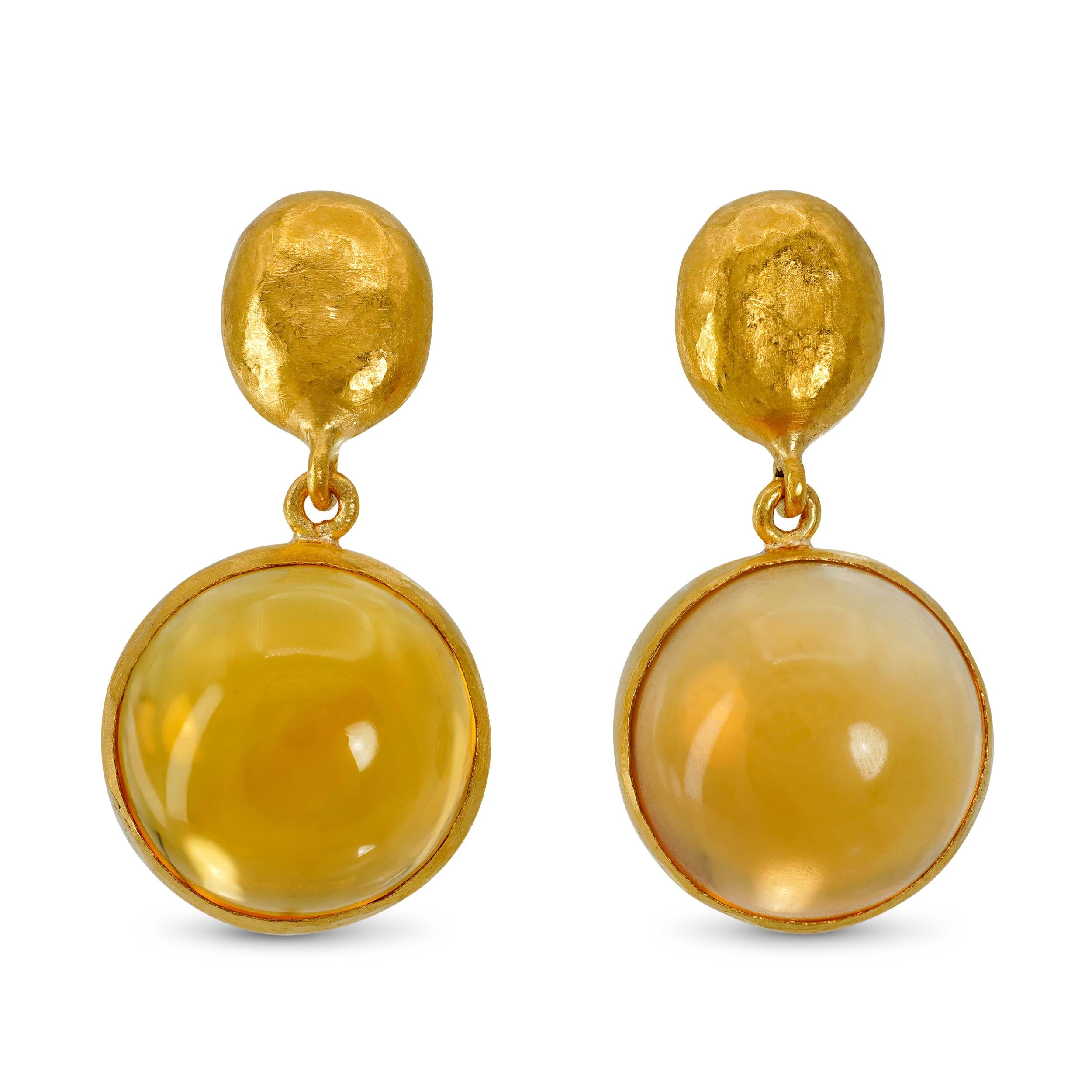 Vintage Yossi Harari 24k Yellow Gold Citrine Drop Earrings