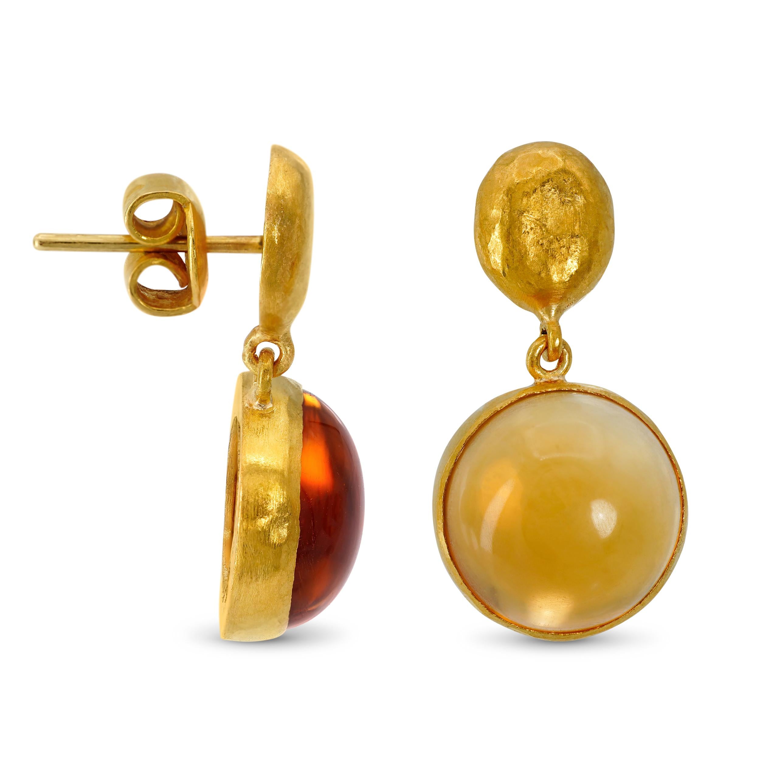 Vintage Yossi Harari 24k Yellow Gold Citrine Drop Earrings