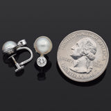 Vintage 14K White Gold Sea Pearl & 0.44 TCW Old Euro Diamond Screw Back Earrings
