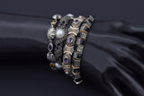 Lot of 4 Judith Jack Sterling Silver Marcasite & Multi-Stone Link Bracelets