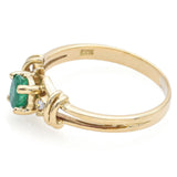 Vintage 18K Yellow Gold Emerald & Diamond Band Ring Size 5.75