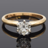 Estate 14K Yellow Gold 0.72 Carat Round Diamond Solitaire Band Ring Size 7