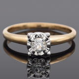 Vintage 14K Yellow Gold 0.19 Carat Round Diamond Solitaire Band Ring Size 8