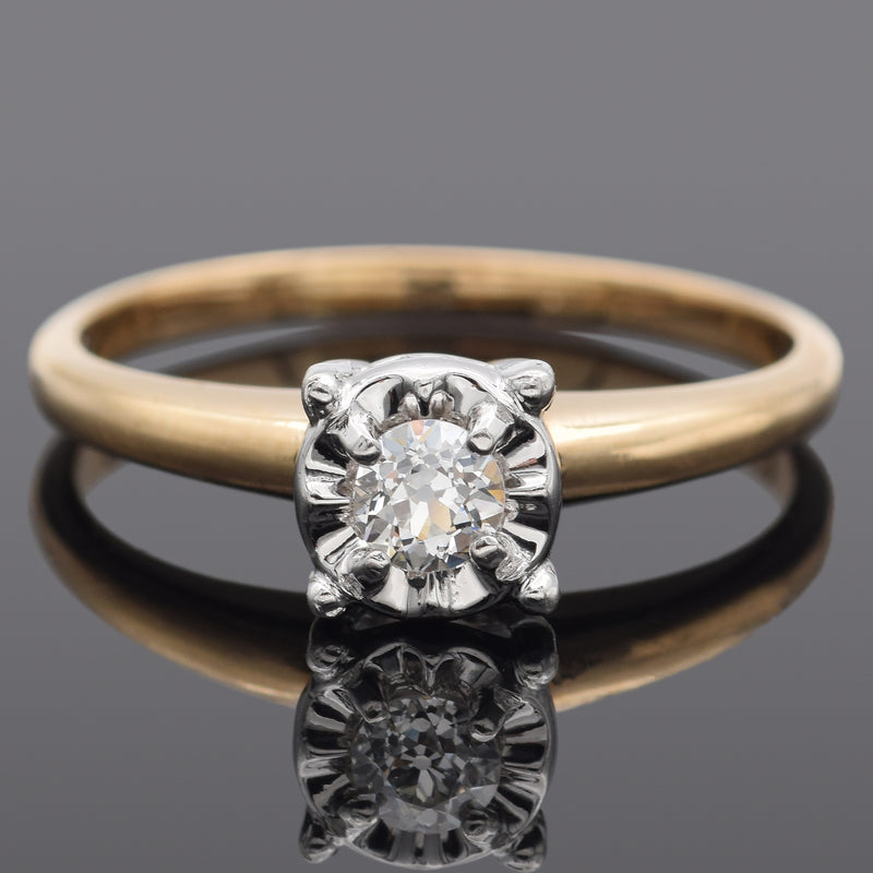 Vintage 14K Yellow Gold 0.19 Carat Round Diamond Solitaire Band Ring Size 8