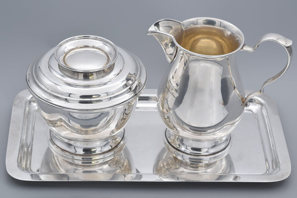 Cartier Schroth Colonial Williamsburg Sterling Silver Creamer Sugar Bowl & Tray