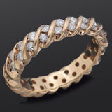 Vintage 14K Yellow Gold 1.05 TCW Diamond Semi-Eternity Band Ring Size 7