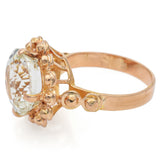 Vintage 18K Yellow Gold 5.61 Ct Aquamarine Round Cocktail Ring Size 5.5