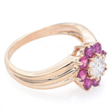 Vintage 14K Yellow Gold Ruby & 0.51 Ct Diamond Band Ring Size 6.5