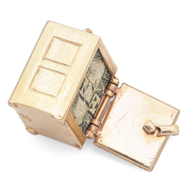 Vintage 14K Yellow Gold Movable Money Safe Charm Pendant