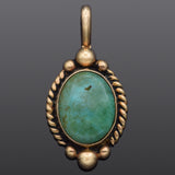 Cortez Vintage 14K Yellow Gold Turquoise Pendant