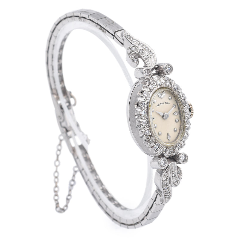 Antique Hamilton 757 22 Jewels Platinum 0.64 TCW Diamond Women's Hand Wind Watch