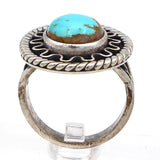 Vintage Native American Navajo Sterling Silver Turquoise Ring Size 5.25