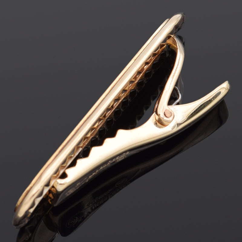 Vintage Lucien Piccard 14K Yellow Gold Garnet Tie Bar Clip