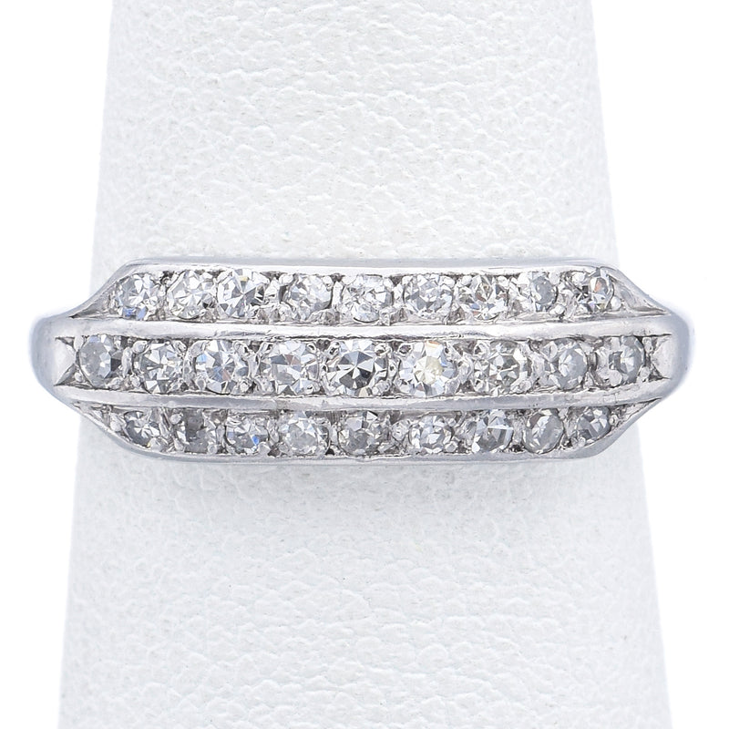 Antique Art Deco Platinum 0.32 TCW Diamond Band Ring Size 4.5