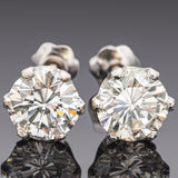 GIA Certified 2.22TCW Round Brilliant Diamond 14K Gold Stud Earrings J VS2 & SI2