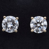 14K Yellow Gold 0.87 TCW Natural Diamond Round Stud Earrings 4.8 mm