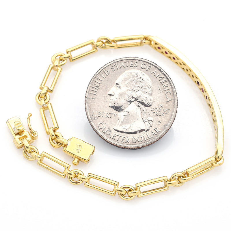 Estate 18K Yellow Gold Ruby & 0.48 TCW Diamond Tennis Bracelet
