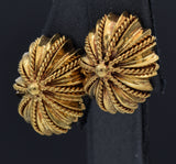 Vintage 18K Yellow Gold Oval Earrings 18 x 15 mm