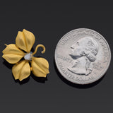 Antique 10K Yellow Gold Pearl Leaf Brooch Pin