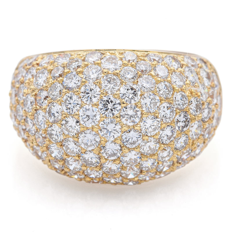 Estate 18K Yellow Gold 3.19 TCW Diamond Dome Ring Size 6.5