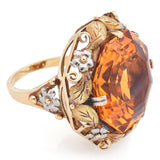 Vintage 18K Yellow Gold 25.24 Carat Citrine Cocktail Ring Size 6.25