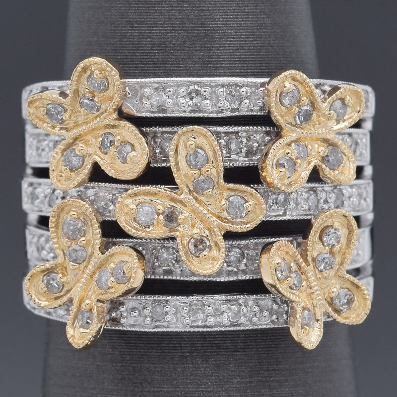 OTC 14K Yellow & White Gold 0.61 TCW Diamond Butterfly Ring Size 6.75