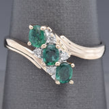 Vintage 14K Yellow Gold Emerald & Diamond Band Ring Size 8.25