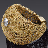 Orlando Orlandini 18K Yellow Gold Diamond Mesh Ring + Box Size 6
