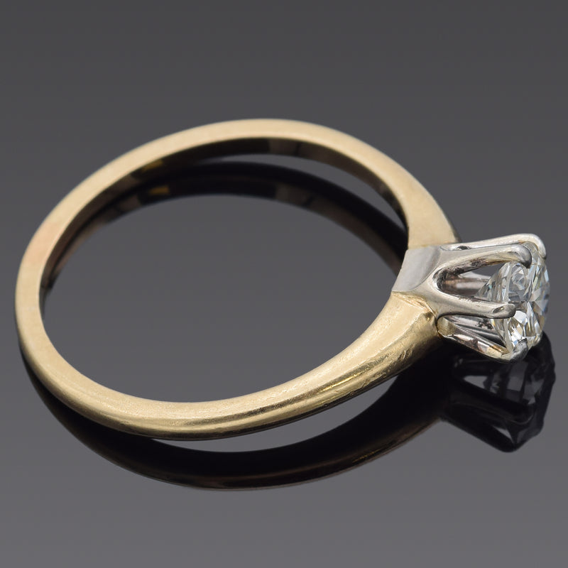 Vintage 14K Yellow Gold 0.54 Carat Round Diamond Solitaire Band Ring Size 6.75