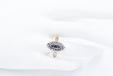 Antique 14K Yellow Gold & Sterling Silver Sapphire & Rose Cut Diamond Ring Size8