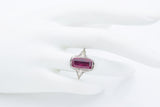 Vintage 14K White Gold Ruby, Onyx & Diamond Spinner Ring Size 8.5