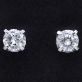 Vintage 14K White Gold 0.50 TCW Diamond Round Screw-Back Stud Earrings 4 mm