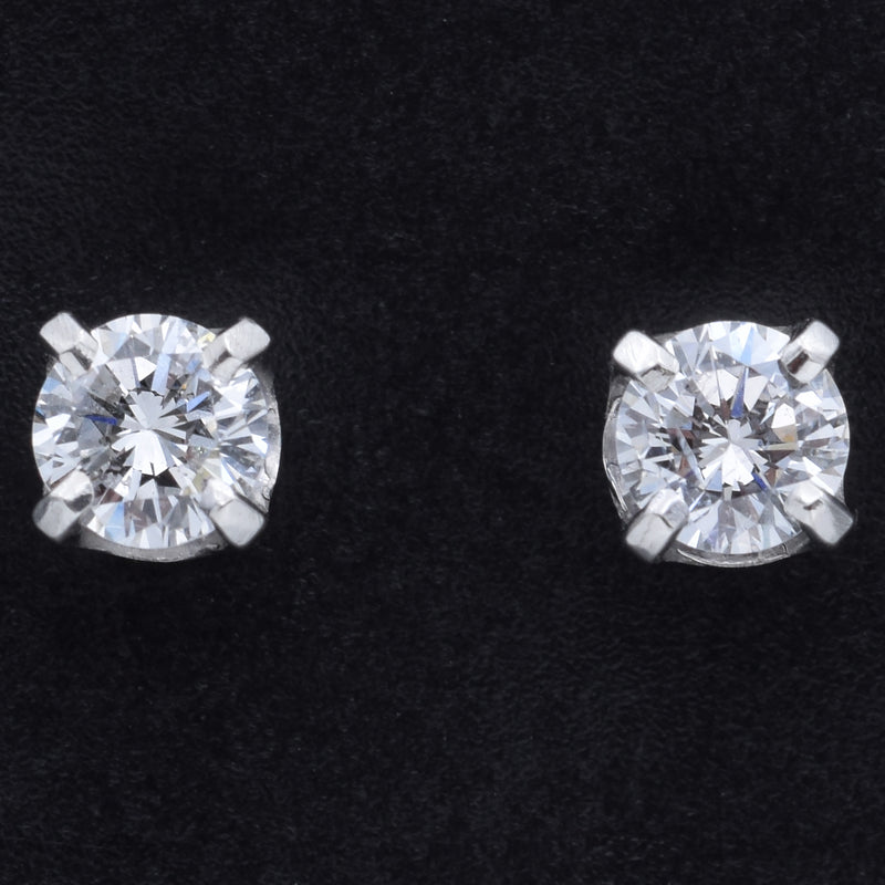 Pretty Screw-Back Diamond Stud Earrings 14K White Gold