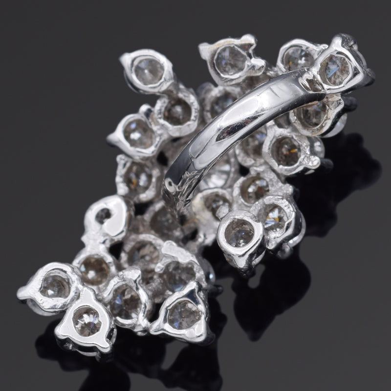 Vintage 14K White Gold 2.25 TCW Diamond Large Cluster Pendant