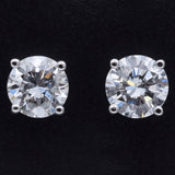 14K White Gold 1.01 TCW Natural Diamond Round Stud Earrings 5 mm