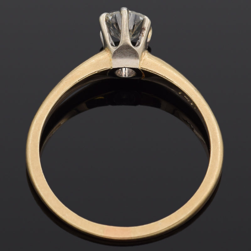 Vintage 14K Yellow Gold 0.54 Carat Round Diamond Solitaire Band Ring Size 6.75