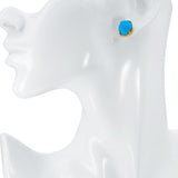 Vintage 18k Yellow Gold Sky Blue Turquoise Stud Earrings