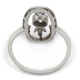 Edwardian Platinum Old European Cut Diamond Openwork Foliate Ring