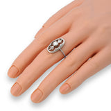 Edwardian Platinum Old European Cut Diamond Openwork Foliate Ring