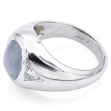 Vintage 14K White Gold 8.45 Ct Star Sapphire & 0.22 TCW Diamond Ring Size 8.5