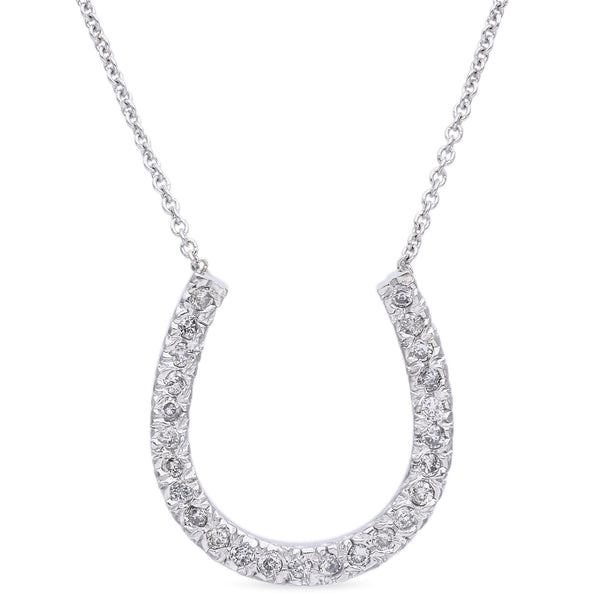 Estate 14K White Gold 0.50 TCW Diamond Horseshoe Pendant Necklace