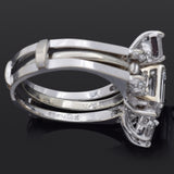 Estate 1.12 TCW Diamond 18K Gold Ring & 14K Gold Enhancer Guard Set