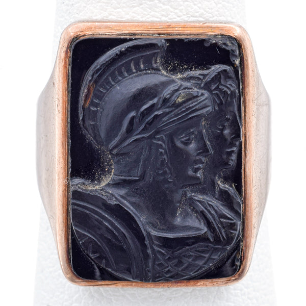 Antique Onyx 14K Yellow Gold Intaglio Ring Size 6