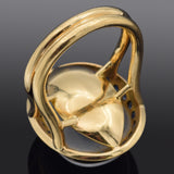 Vintage 18K Yellow Gold 18.60 Ct Moonstone & Sapphire Cocktail Ring Size 5.5