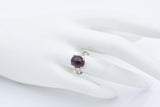 Vintage 14K White Gold Garnet & Diamond Band Ring Size 6.5