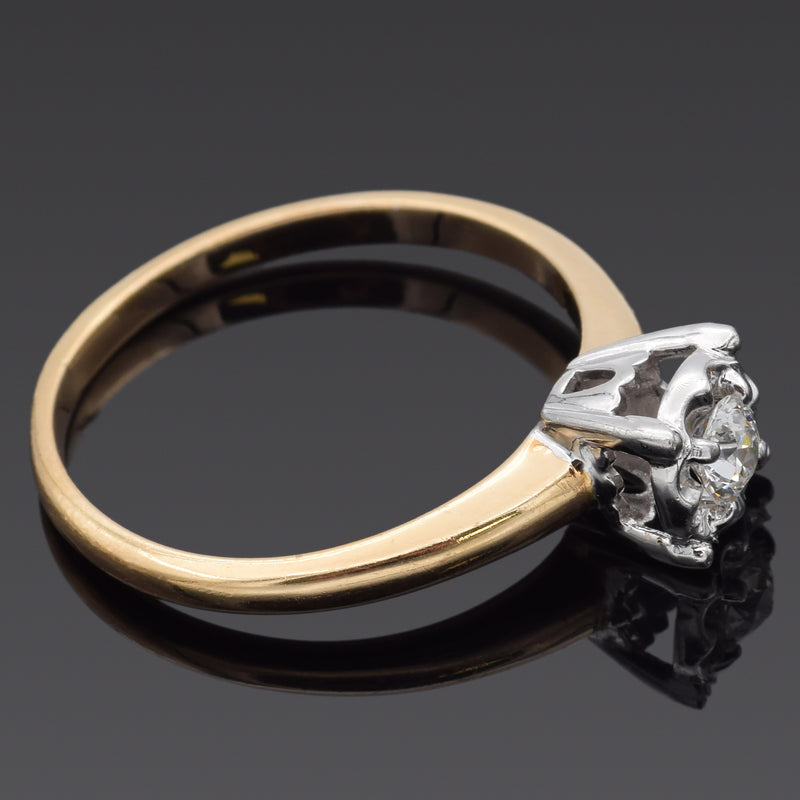 Vintage 14K Yellow Gold 0.19 Carat Round Diamond Solitaire Band Ring Size 8