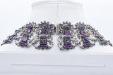 Vintage Mexico Sterling Silver Amethyst Chunky Chain Collar Necklace