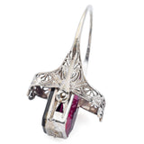 Vintage 14K White Gold Ruby, Onyx & Diamond Spinner Ring Size 8.5