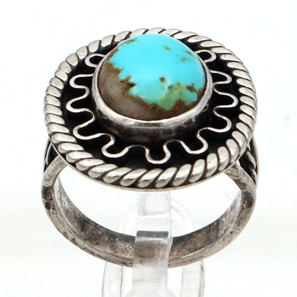 Vintage Native American Navajo Sterling Silver Turquoise Ring Size 5.25